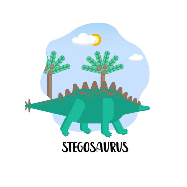 Stegosaurus Geïsoleerd Witte Achtergrond — Stockvector