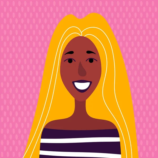 Portrait Femme Dessinée Sur Fond Coloré — Image vectorielle