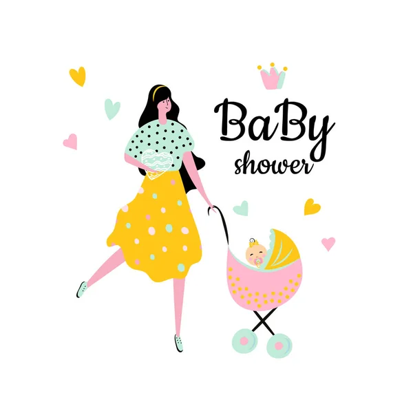 Colorato Cartone Animato Baby Doccia Sfondo — Vettoriale Stock