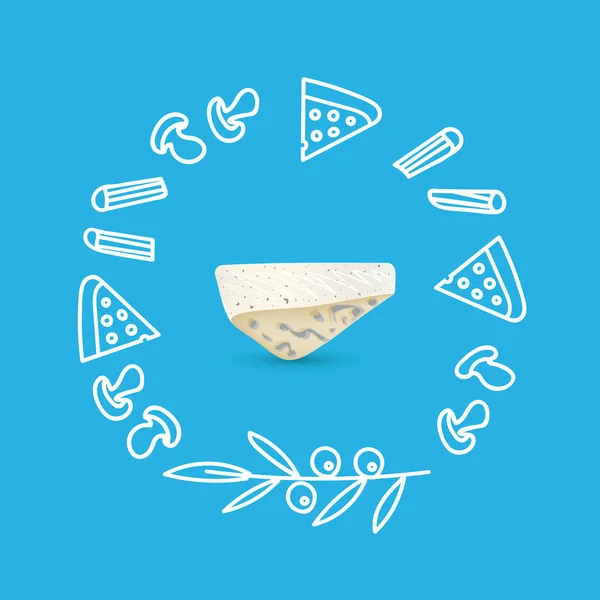 Gorgonzola Fromage Sur Fond Bleu — Image vectorielle