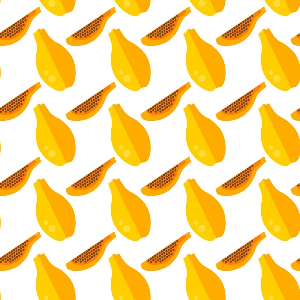 Patrón Papaya Aislado Sobre Fondo Blanco — Vector de stock