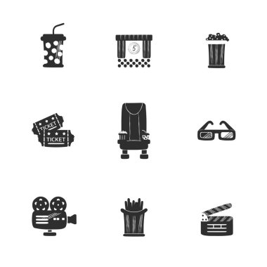 beyaz arka plan üzerinde izole çizilmiş sinema öznitelikleri