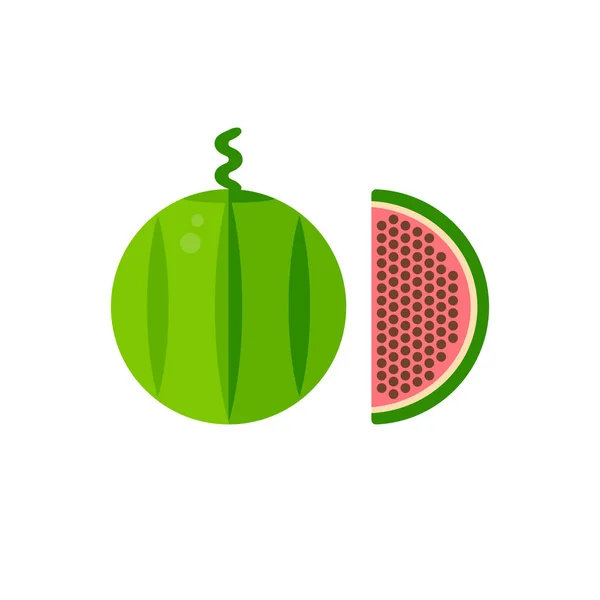 Bunte Wassermelone Isoliert Auf Weißem Hintergrund — Stockvektor