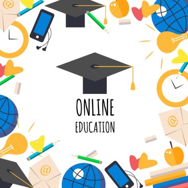 beyaz arka plan üzerinde izole online eğitim işaretleri