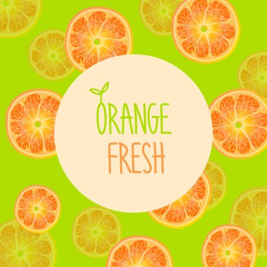 yeşil arkaplanda portakal dilimleri