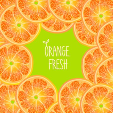 yeşil arkaplanda portakal dilimleri