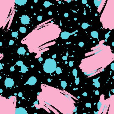 siyah arka plan üzerinde mavi ve pembe boya damlaları