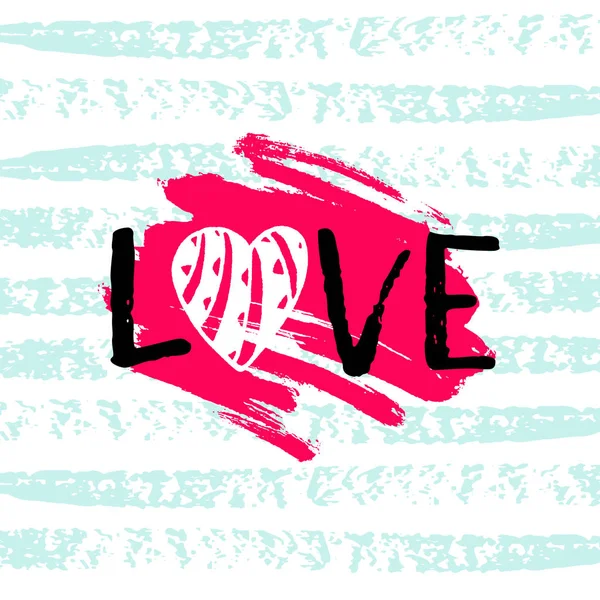 Slovní Láska Srdcem Izolovaným Bílém Pozadí — Stockový vektor