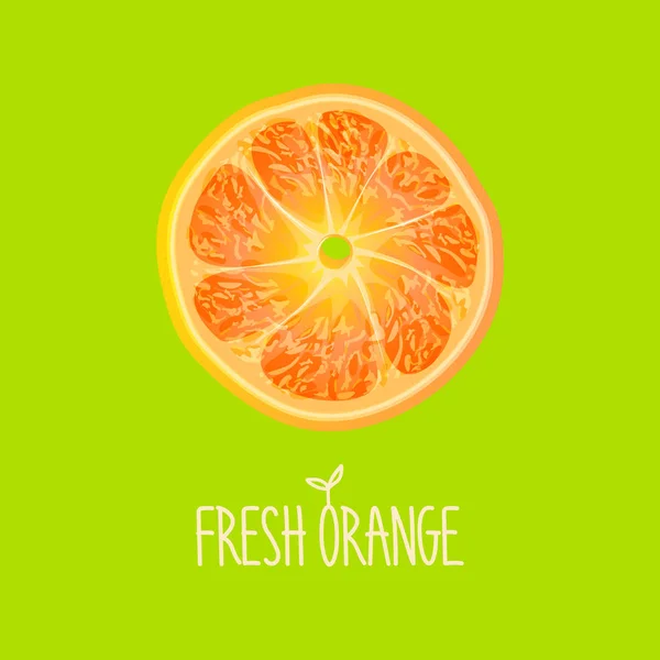 Fetta Arancione Sfondo Verde — Vettoriale Stock