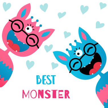 beyaz arka plan üzerinde izole sevimli canavarlar