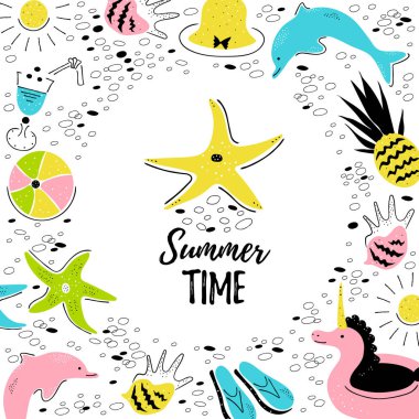 renkli yaz arka plan üzerinde denizyıldızı