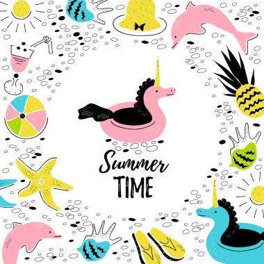 beyaz arka plan üzerinde izole karikatür yaz nesneleri