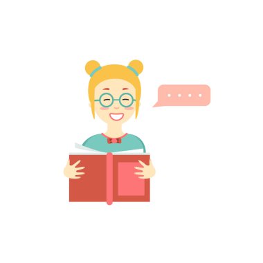 beyaz arka plan üzerinde izole konuşma balonu ile çocuk okuma kitabı