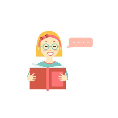 beyaz arka plan üzerinde izole konuşma balonu ile çocuk okuma kitabı