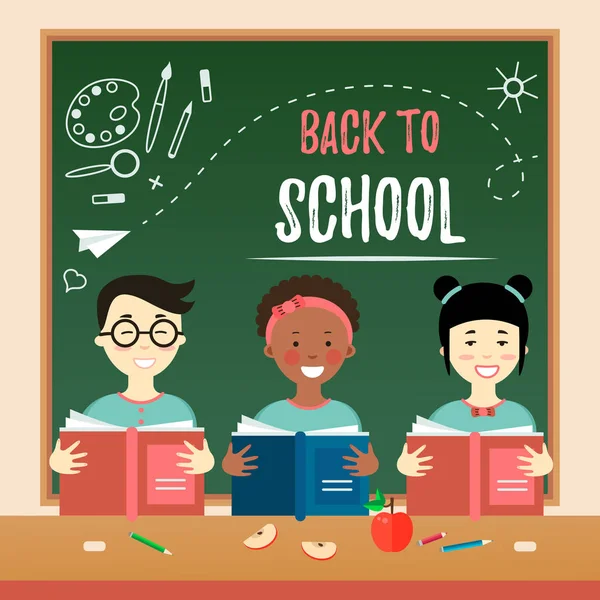 yeşil arka plan üzerine kitap okuyan çocuklar