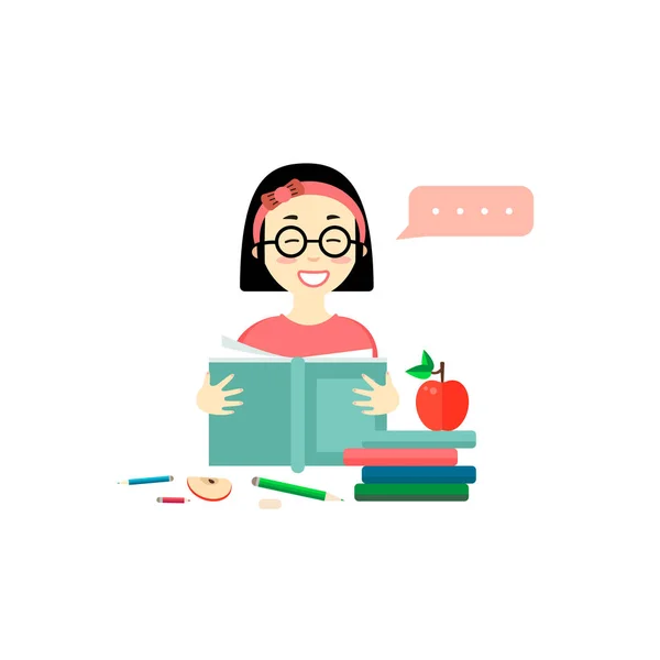 Παιδικό Βιβλίο Ανάγνωσης Φούσκα Ομιλίας Απομονώνεται Λευκό Φόντο — Διανυσματικό Αρχείο