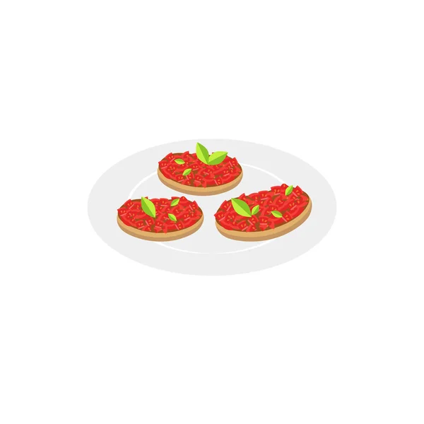 Bruschettas Aisladas Sobre Fondo Blanco — Vector de stock