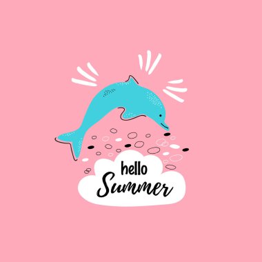 pembe arka planda mavi yunus