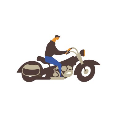 Beyaz arka planda izole motosiklet adam