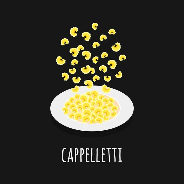 Νόστιμα Καπελλέτι Μαύρο Φόντο — Διανυσματικό Αρχείο