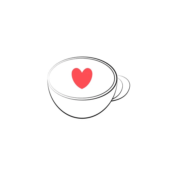 白い背景 バレンタインデーのコンセプトに隔離された心を持つカップ — ストックベクタ
