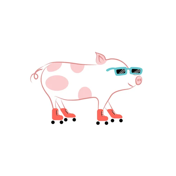 Cochons Dessin Animé Isolés Sur Fond Blanc — Image vectorielle
