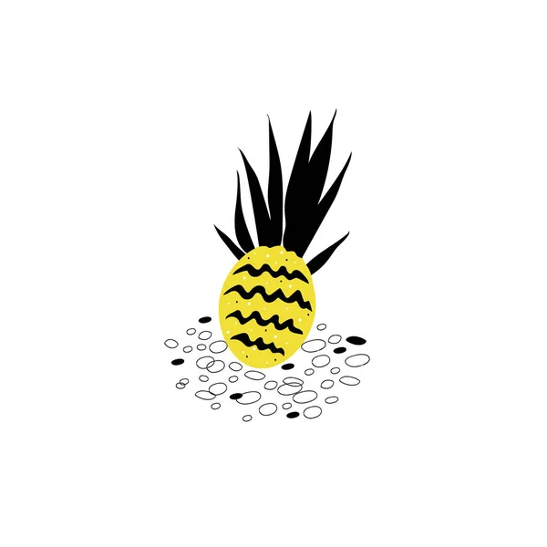 Ananas Dessiné Isolé Sur Fond Blanc — Image vectorielle