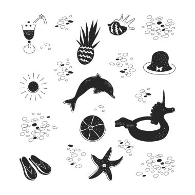 beyaz arka plan üzerinde izole karikatür yaz nesneleri