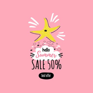 renkli yaz arka plan üzerinde denizyıldızı