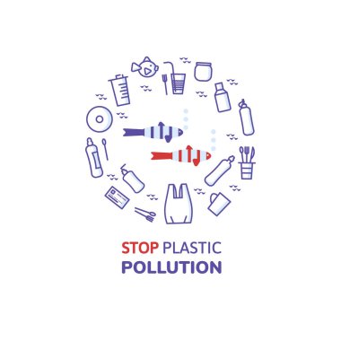 beyaz arka plan üzerinde izole plastik kirliliği durdurmak kavramı