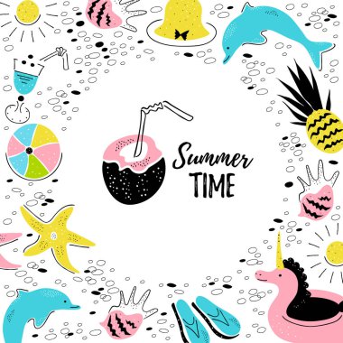 beyaz arka plan üzerinde izole karikatür yaz nesneleri