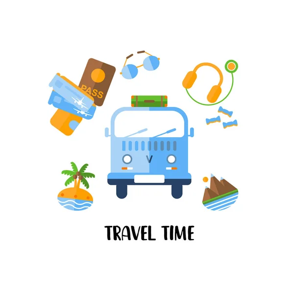 Temps Voyage Bannière Colorée — Image vectorielle