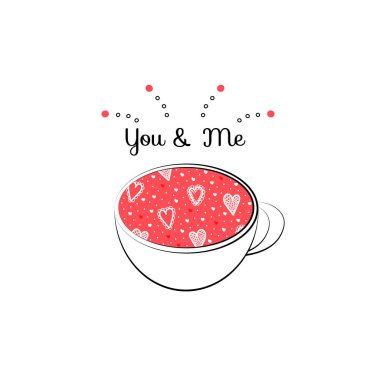 beyaz arka plan izole kalpleri ile fincan, sevgililer günü kavramı  