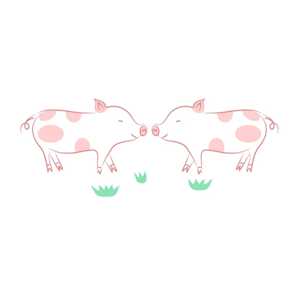 Две Свиньи Изолированы Белом Фоне — стоковый вектор