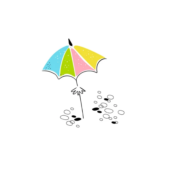 Paraguas Verano Dibujos Animados Aislados Sobre Fondo Blanco — Vector de stock