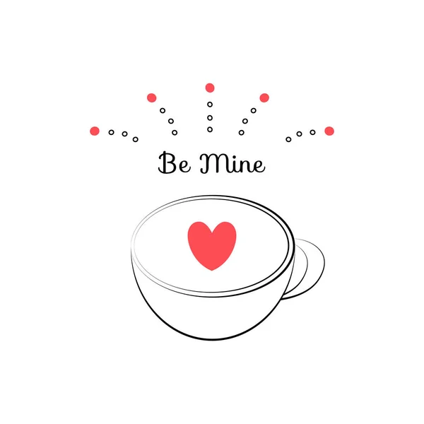 Cup Heart Isolated White Background Valentines Day Concept — Stock Vector