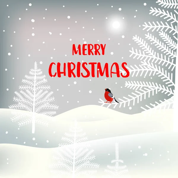 gri kış arka plan üzerinde bullfinch ve noel ağaçları