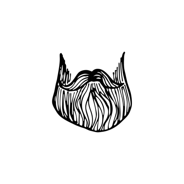 Drawn Mustaches Beard Isolated White Background — Stock Vector