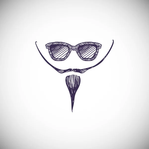 在白色背景上孤立的眼镜 胡子和胡须 — 图库矢量图片