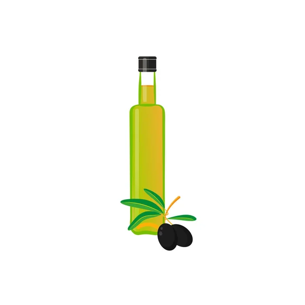 Cartoon Stijl Icoon Van Fles Met Olijfolie Eenvoudig Element Voor — Stockvector