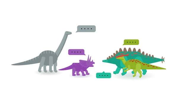 Απλό Σύνολο Επίπεδη Στυλ Εικονίδια Διαφορετικών Δεινοσαύρων Κάρτα Προτύπου Για — Διανυσματικό Αρχείο