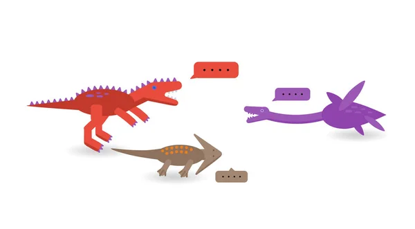 Απλό Σύνολο Επίπεδη Στυλ Εικονίδια Διαφορετικών Δεινοσαύρων Κάρτα Προτύπου Για — Διανυσματικό Αρχείο