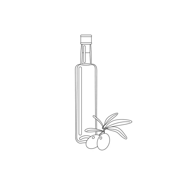 Glasflasche Mit Olivenöl Symbol Cartoon Stil Vektor Illustration — Stockvektor