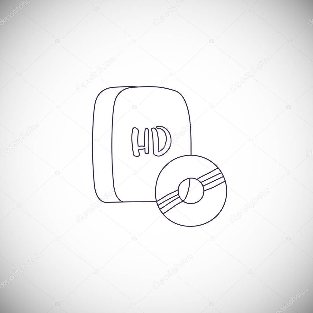 Silhouette compact disk icon in flat style for different design. Object for creating movies. Vector illustration.