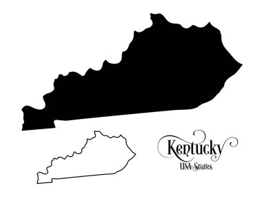 Amerika Birleşik Devletleri Haritası (ABD) Kentucky Eyaleti - Beyaz Arka Plan İllüstrasyon.