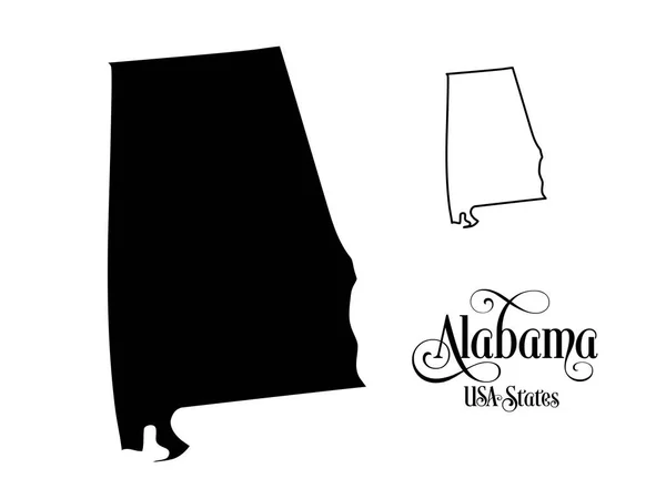 Mappa dello Stato degli Stati Uniti d'America (USA) dell'Alabama - Illustrazione su sfondo bianco — Vettoriale Stock