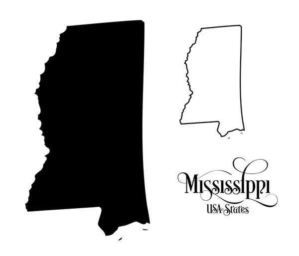 Amerika Birleşik Devletleri (ABD) Mississippi Eyaleti Haritası - Beyaz Arka Plan İllüstrasyon.