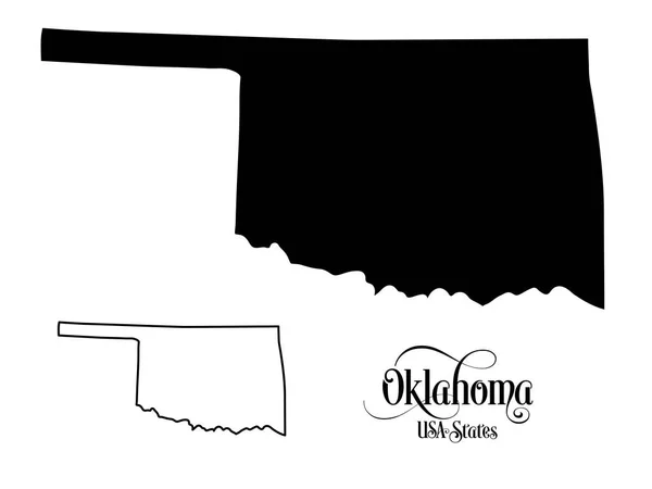 Amerika Birleşik Devletleri Haritası (ABD) Oklahoma Eyaleti - Beyaz Arka Plan İllüstrasyon.