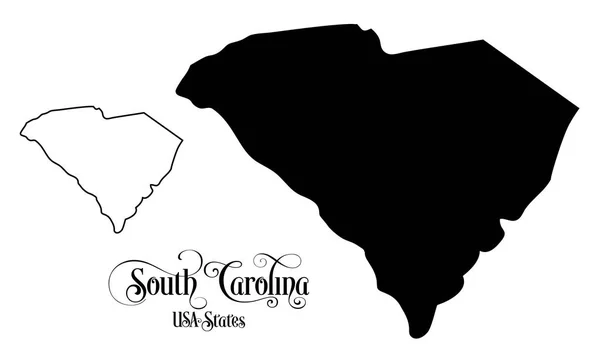 Mappa degli Stati Uniti d'America (USA) Stato della Carolina del Sud - Illustrazione su sfondo bianco . — Vettoriale Stock