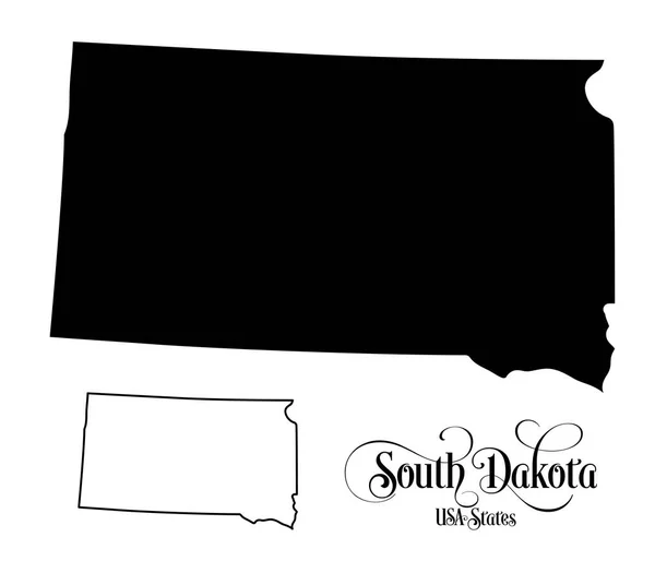 Karte des US-Bundesstaates South Dakota - Abbildung auf weißem Hintergrund. — Stockvektor